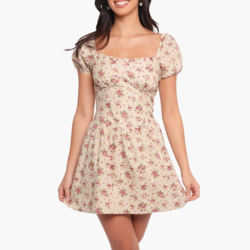 Petal and Pup Isobelle Floral Puff Sleeve cottagecore Mini Sundress size small